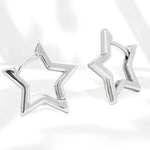 Sterling Silver Star Huggie Hoops